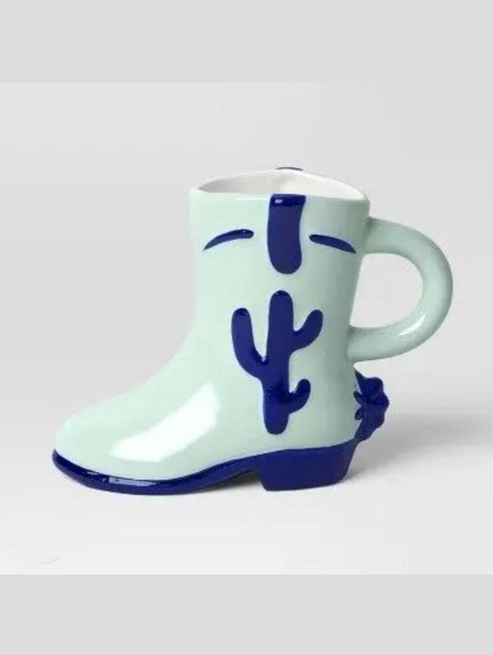 Room Essentials NWT 14oz Stoneware Cowboy Boot Shaped Mug In Blue